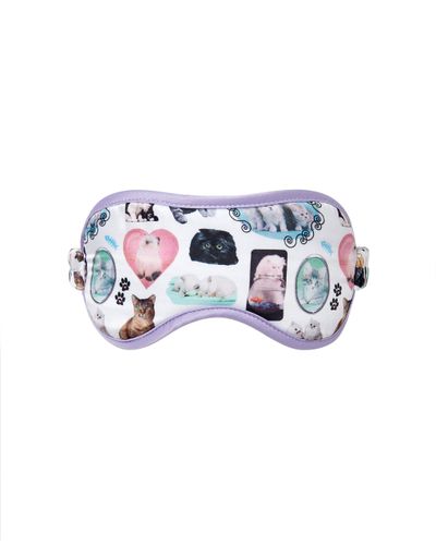 Bluebella BB x Ashley Williams Kitten Print Luxury Satin Eye Mask - One Size - Bluebella - US - Modalova
