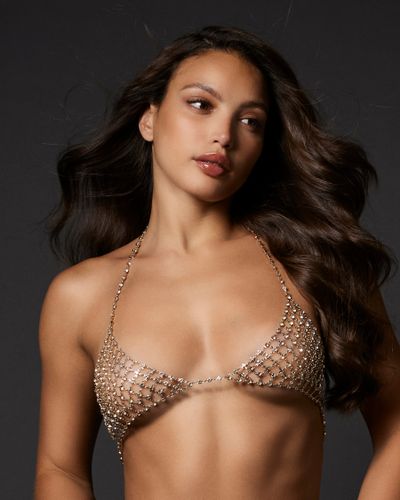 Marli Diamond Lattice Bra Gold - Gold / M/L - Bluebella - US - Modalova