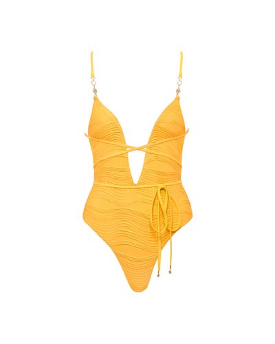 Orta Multi-Way Plunge Swimsuit Yellow - Bluebella - US - Modalova