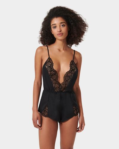 Genevieve Luxury Satin Teddy Black/Sheer - Black / S - Bluebella - US - Modalova