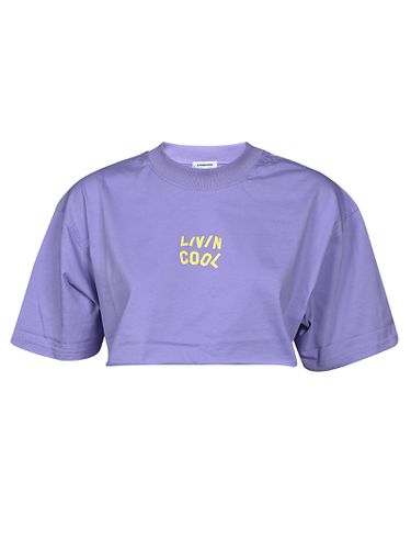 Cotton Oversized Crop Logo T-shirt - Livincool - Modalova