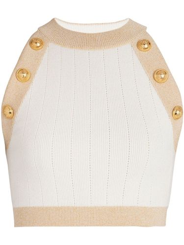 Button-embossed Cropped Knit Top - Balmain - Modalova
