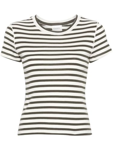Striped Cotton Blend Cropped T-shirt - Closed - Modalova