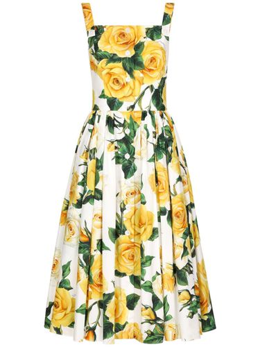 Flower Print Cotton Midi Dress - Dolce & Gabbana - Modalova