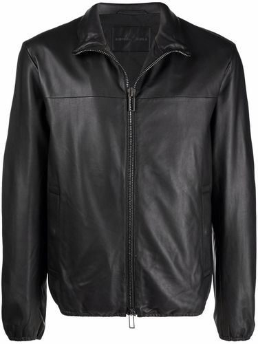 Leather Blouson Jacket - Emporio Armani - Modalova