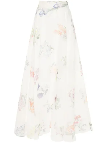 Floral Print Linen And Silk Blend Maxi Skirt - Zimmermann - Modalova