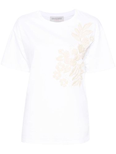 Embroidered Cotton T-shirt - Ermanno - Modalova