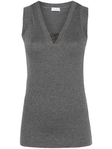 Ribbed Cotton Sleeveless Top - Brunello Cucinelli - Modalova