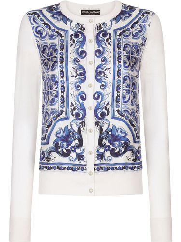 Silk Cardigan With Maiolica Print - Dolce & Gabbana - Modalova