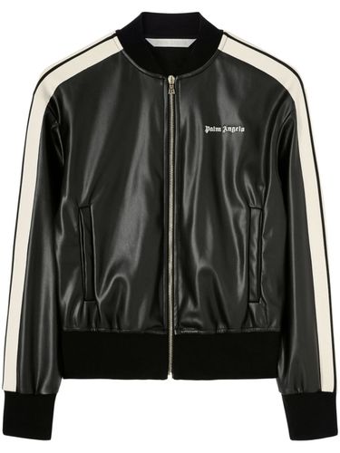 Logo Leather Effetc Track Bomber Jacket - Palm Angels - Modalova