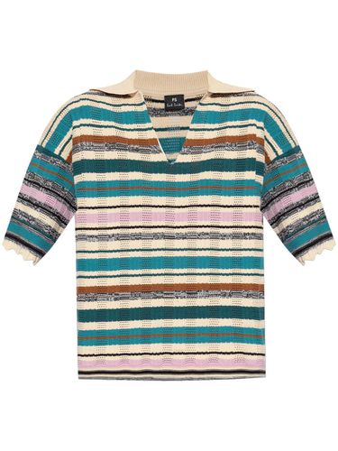Striped Knit Polo Shirt - PS Paul Smith - Modalova