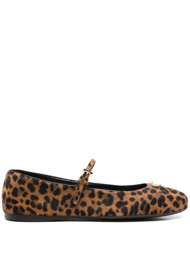 Leopard Print Leather Ballet Flats - Prada - Modalova