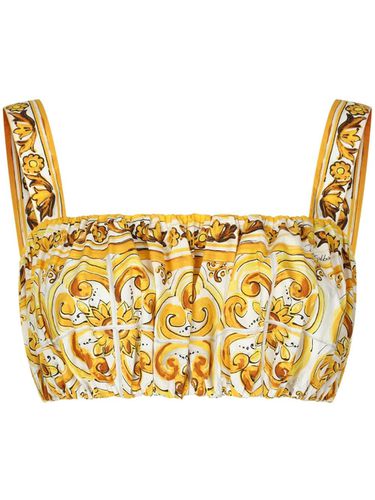 Maiolica Printed Cotton Cropped Top - Dolce & Gabbana - Modalova