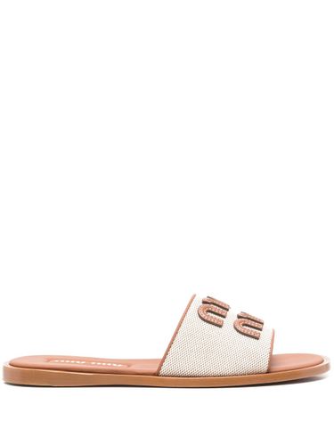 MIU MIU - Logo Flat Sandals - Miu Miu - Modalova