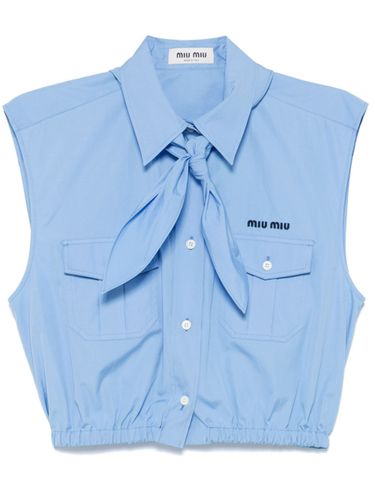 MIU MIU - Logo Cotton Cropped Shirt - Miu Miu - Modalova