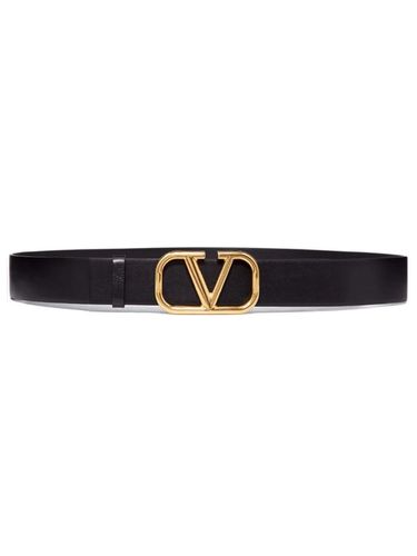Leather Belt With Logo Buckle - Valentino Garavani - Modalova