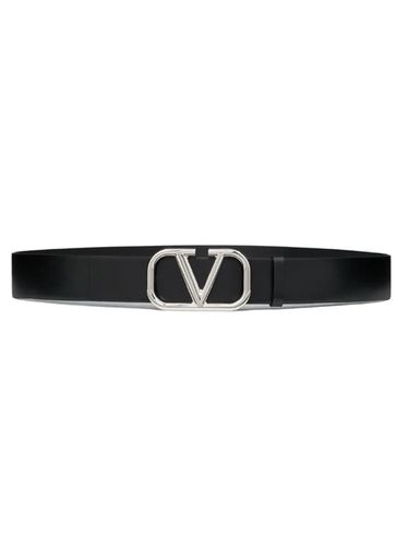 Leather Belt With Logo Buckle - Valentino Garavani - Modalova