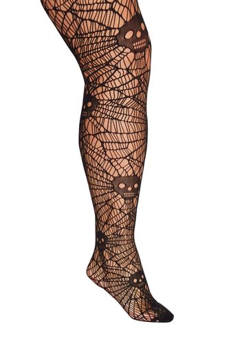 Collant Noir En Filet Toiles D'araignées & Squelettes Size 22-26 - Yours - Modalova