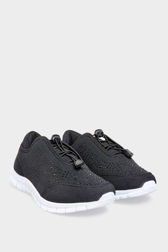 Baskets Noires Avec Strass Pieds Larges Eeesize 39EEE - Yours - Modalova