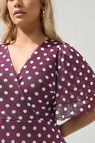 Robe Cachecœur Bordeaux À Pois Size 52 - Yours London - Modalova