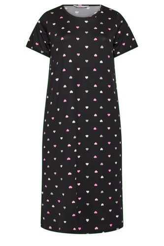 Et Lot De 2 Chemises De Nuit Midaxi Noir Et Rose À Motif Cœursize 38-40 - Yours - Modalova