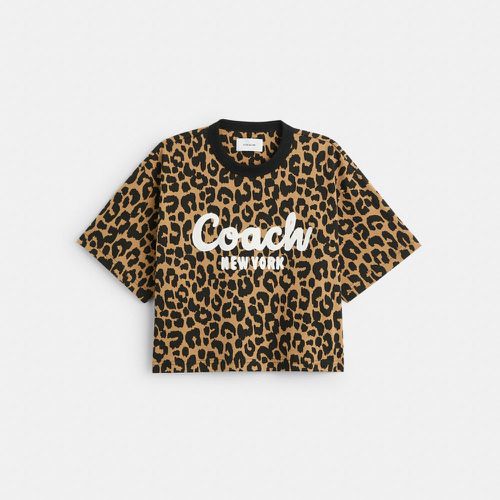 T-shirt court à motif léopard Cursive signature - COACH - Modalova