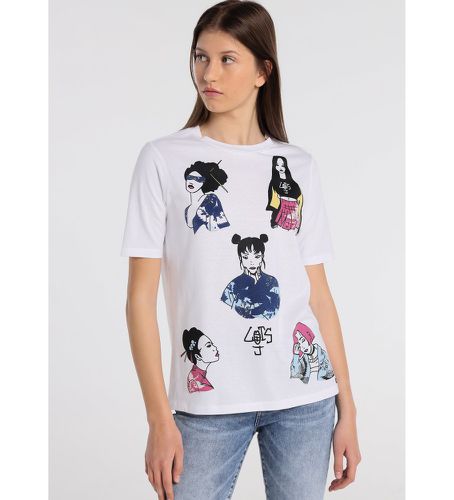 T-shirt Faces (S), Casuel, Coton, Manche courte - Lois Jeans - Modalova