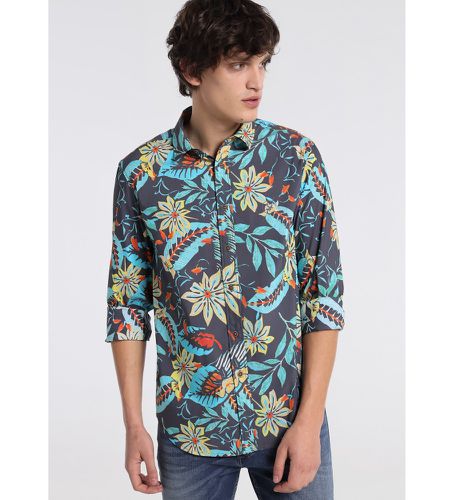 Chemise Full Print Tropical (M), Casuel, Coton, Manche longue, Marine - Six Valves - Modalova