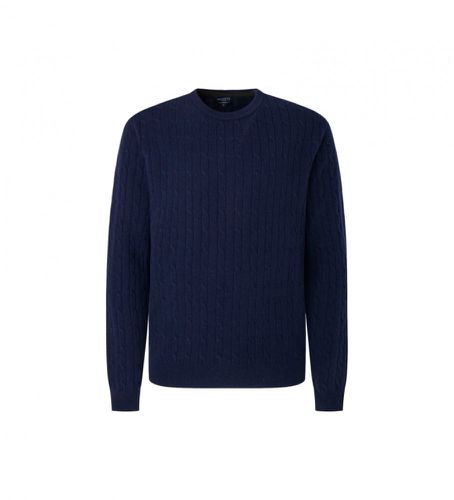 HM703026 Pull Lambwool cable Crew (XXL), Casuel, Laine, Classique, Marine - Hackett London - Modalova