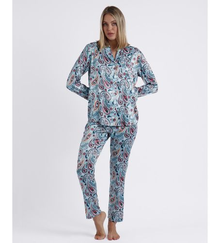 Water Paisley Long Sleeve Open Pajama Tops (haut de pyjama ouvert à manches longues) (S), Bleu, Homewe - Admas - Modalova