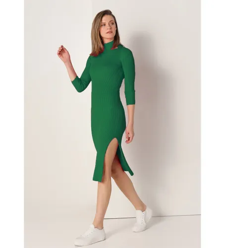 Robe midi en maille verte (XS), Casuel, Viscose, Manche 3/4 - Lois Jeans - Modalova