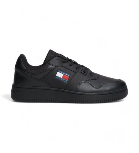 EM0EM01395 Essential Retro Basket Leather Sneakers (44), Cuir, Noir, Plat, Lacets, Casuel - Tommy Jeans - Modalova