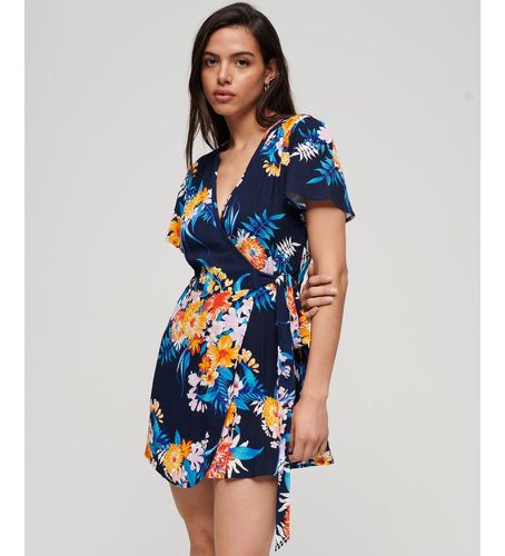 W8011666A Mini robe portefeuille imprimée multicolore, bleue (M), Casuel, Viscose, Floral, Manche courte - Superdry - Modalova