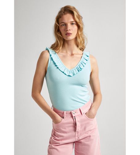 PL505851 T-shirt Leire (S), Casuel, Coton, Sans manches / bretelles, Turquoise - Pepe Jeans - Modalova