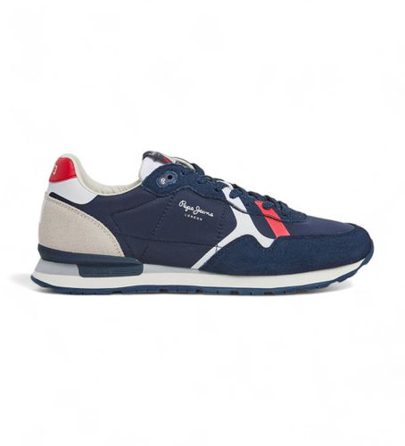 PMS40007 Brit Road Leather Sneakers (40), Cuir, Plat, Lacets, Casuel, Marine - Pepe Jeans - Modalova