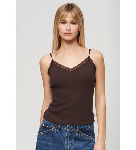 W6011930A T-shirt avec bordures en dentelle Essentiel marron (S/M), Casuel, Coton, Sans manches / bretelles - Superdry - Modalova