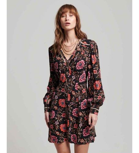 W8011499A Mini-robe de thé imprimée avec décolleté en V (XS), Casuel, Viscose, Manche longue - Superdry - Modalova