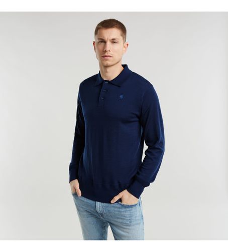 D25066-D847-1305 Polo Premium Core Dunda Knitted (L), Casuel, Manche longue, Durable, Marine, Laine Recycle - G-Star - Modalova