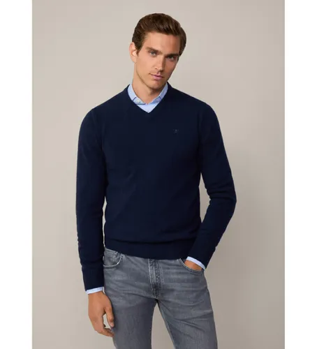 HM703240 Pull en maille V- (S), Casuel, Laine, Marine - Hackett London - Modalova