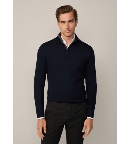 HM703263 Pull en mérinos Hzip (S), Casuel, Laine, Marine - Hackett London - Modalova