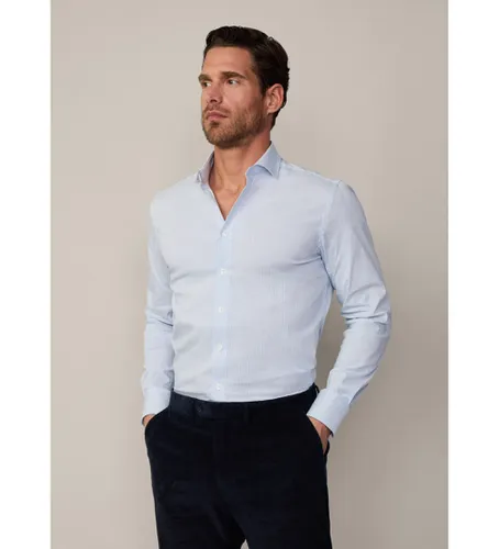 HM3010094 Chemise stretch à rayures multiples, (S), Bleu, Casuel, Coton, Manche longue - Hackett London - Modalova