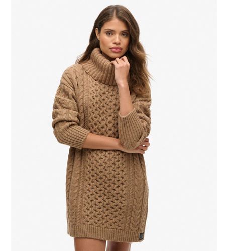 W8011743A Robe en tricot tressé marron (S), Casuel, Acrylique, Manche longue - Superdry - Modalova