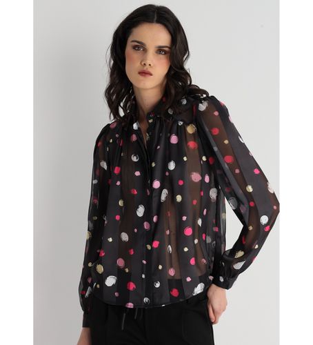 Blouse imprimée à manches longues et volants (XS), Noir, Casuel, Polyester, Manche longue - Victorio & Lucchino, V&L - Modalova