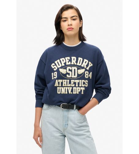 W2012153A Sweat-shirt ample College Script (S), Casuel, Coton, Le coton biologique, Durable, Marine - Superdry - Modalova