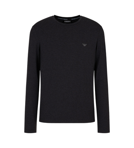 F584 T-shirt à manches longues en viscose effet laine pour la maison (L), Noir, Homewear, Manche longue - Emporio Armani - Modalova