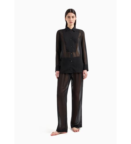 F241 Pyjama en mousseline de soie noire (L), Homewear, Polyester, Manche longue - Emporio Armani - Modalova