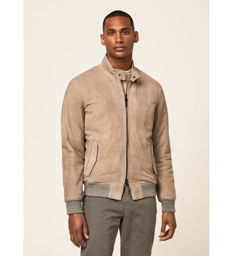 Til mænd. HM402903 Harrington læderjakke (XXL), Casual, Ruskind, Lange ærmer, Gråt - Hackett London - Modalova
