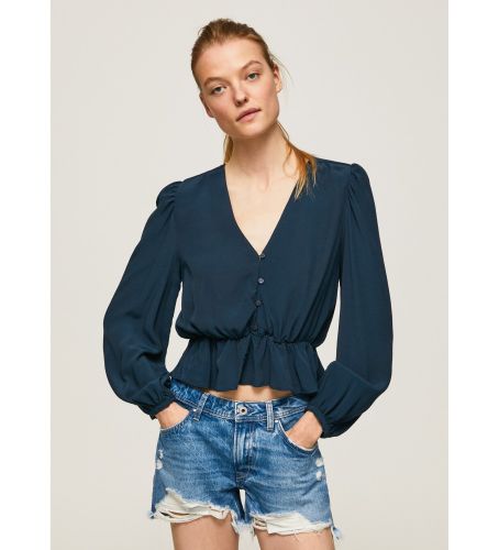 Til kvinder. PL304466 Bluse Edita navy (S), Casual, Viscose, Lange ærmer, Bæredygtig - Pepe Jeans - Modalova