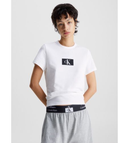 Til kvinder. 000QS6945E Crew Ck96 T-shirt (XS), Afslappet, Korte ærmer, Økologisk bomuld, Bæredygtig - Calvin Klein - Modalova