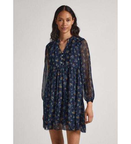 Til kvinder. PL953394 Navy Ikaia-kjole (S), Casual, Polyester, Lange ærmer - Pepe Jeans - Modalova